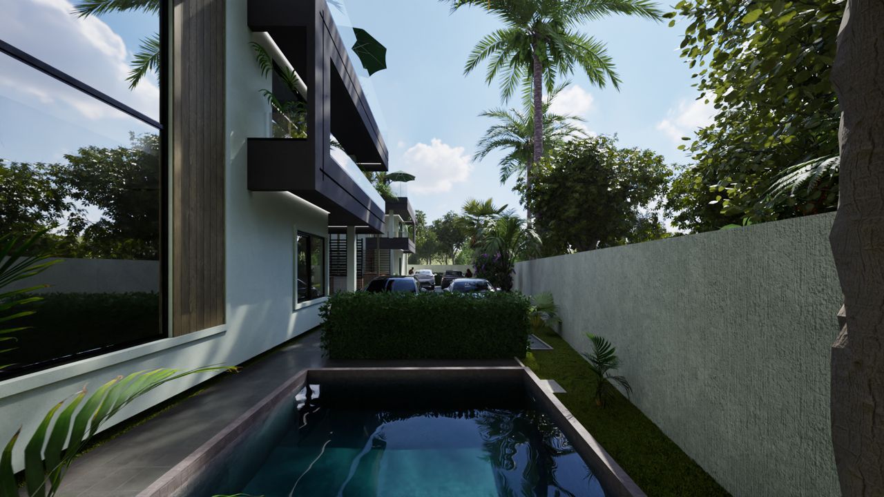 Private plunge pool with tropical landscaping
